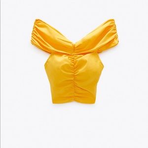 Zara mustard yellow crop top